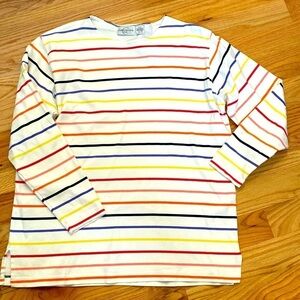 Capistrano Sport shirt Top Womens 18/20 plus size Cotton Rainbow stripe casual